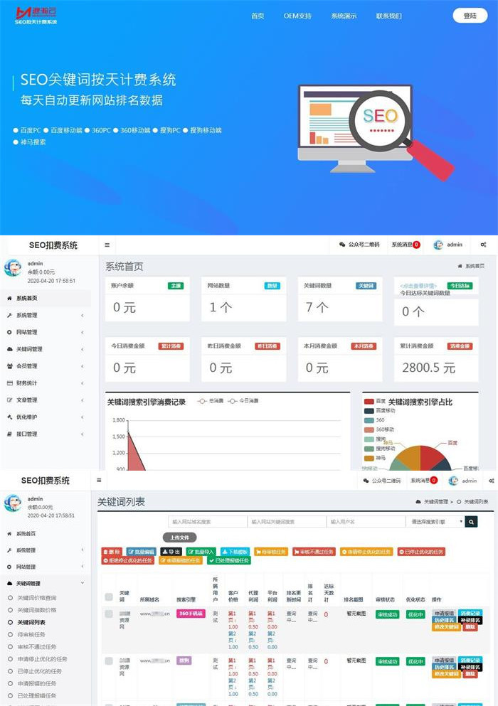 C830 聚合SEO关键词按天自动扣费系统源码 Thinkphp内核+新手教程